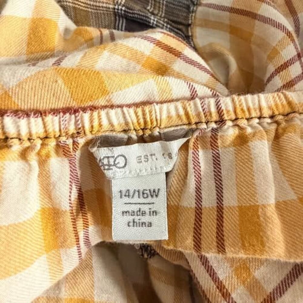 Cato 14 16W 100% Cotton Patchwork Plaid Babydoll Top 22” P-P 26” Length C7547 - Picture 4 of 5